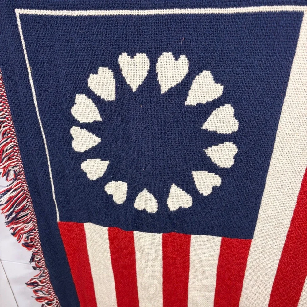 American‎ Flag Tapestry Blanket Wall Hanging 4th of July Hearts 41x28 Patriotic